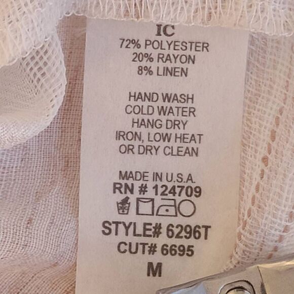 IC by Connie K Womens Blouse Short Sleeve Scoop Neck Cream Medium - Picture 6 of 10